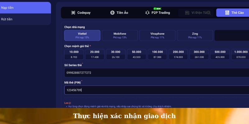 Nạp, rút tiền
