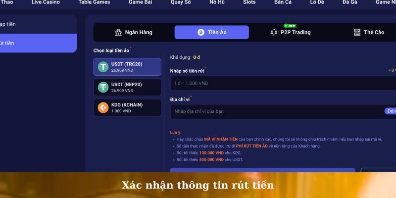Nạp, rút tiền